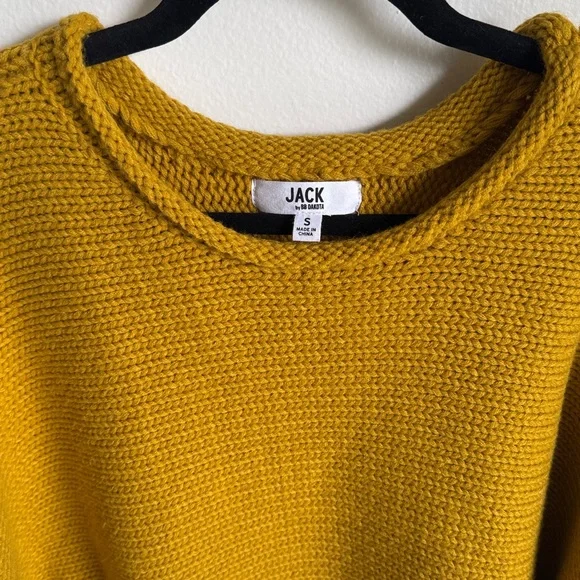 Jack by BB Dakota Talk Mustard Yellow Cropped Knit Sweater, Small - Picture 2 of 10